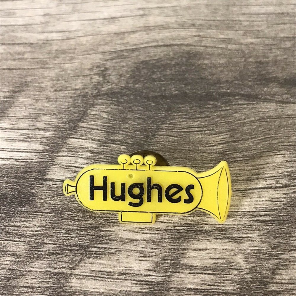 Vintage Yellow Hughes Trumpet ? Horn ? pin